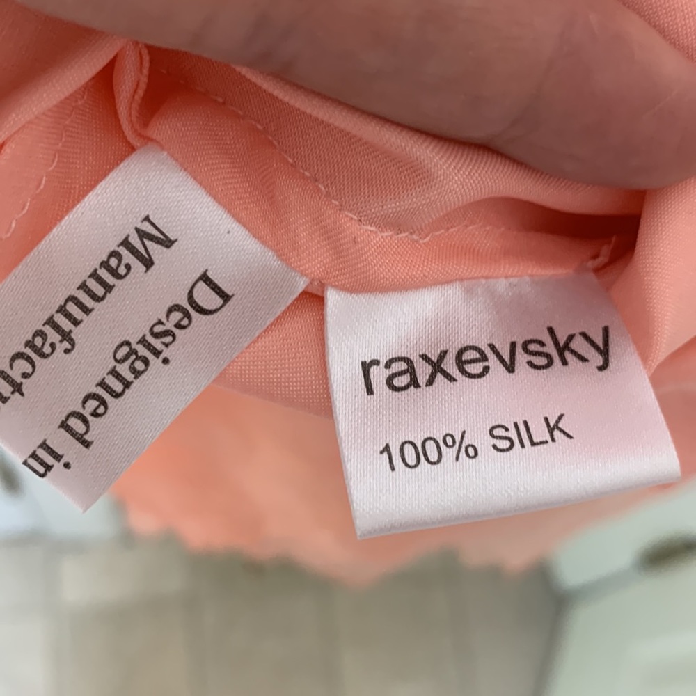 Vintage 100% silk peach chiffon dress. matching chiffon shawl M - Picture 5 of 16